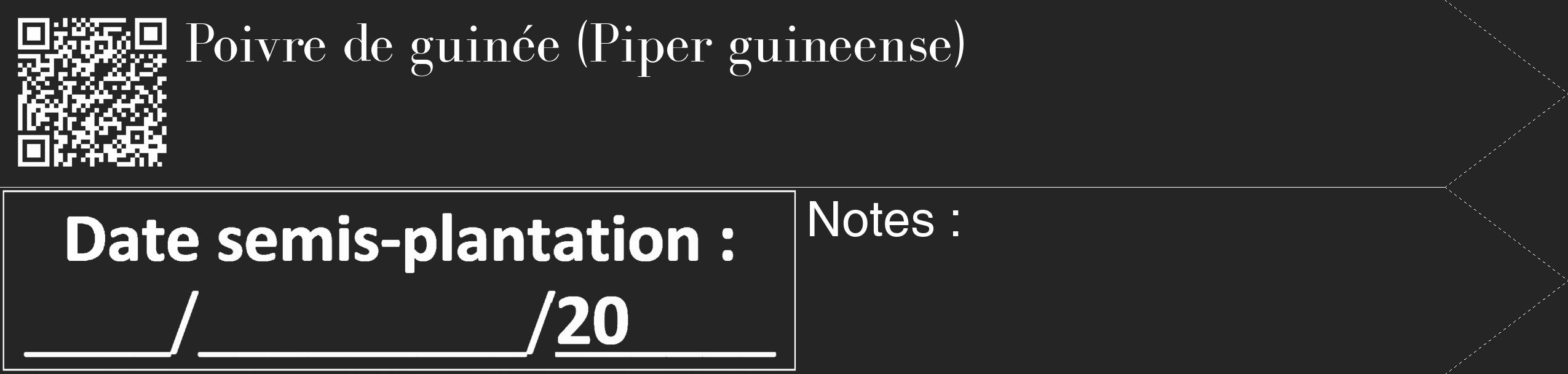 Étiquette de : Piper guineense - format c - style blanche47_simple_simplebod avec qrcode et comestibilité