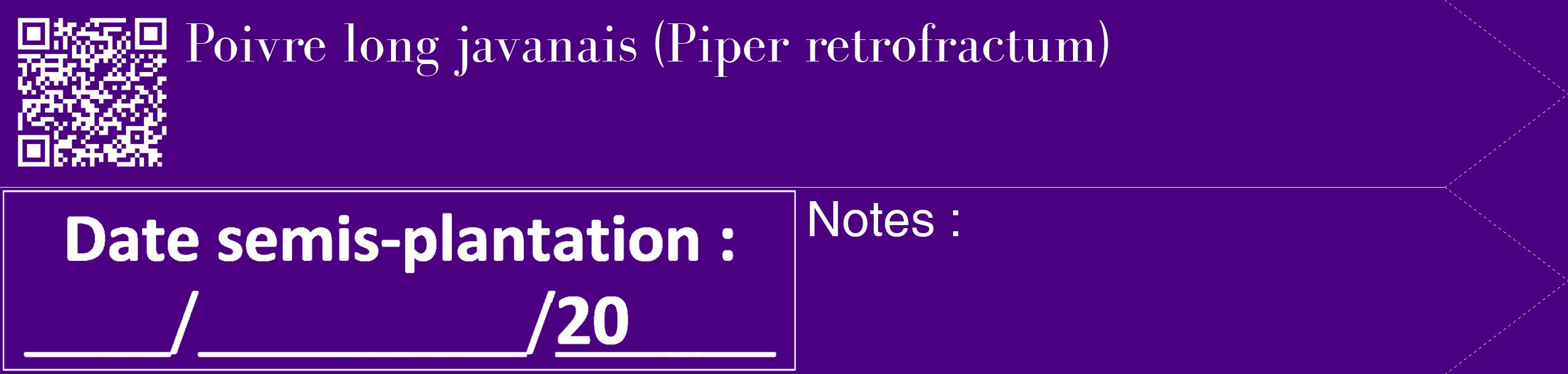Étiquette de : Piper retrofractum - format c - style blanche47_simple_simplebod avec qrcode et comestibilité