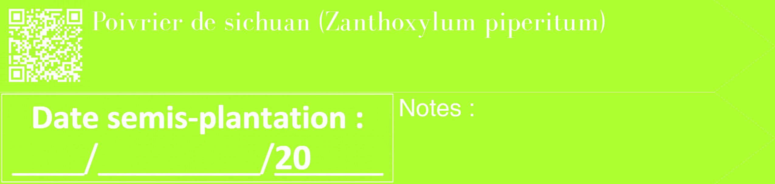 Étiquette de : Zanthoxylum piperitum - format c - style blanche17_simple_simplebod avec qrcode et comestibilité