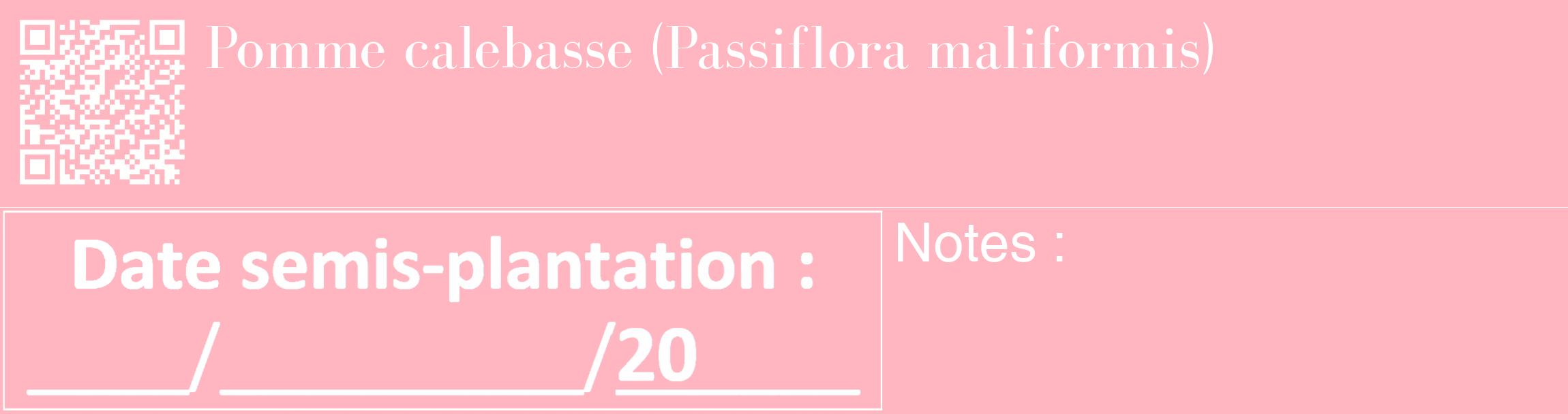 Étiquette de : Passiflora maliformis - format c - style blanche41_basique_basiquebod avec qrcode et comestibilité
