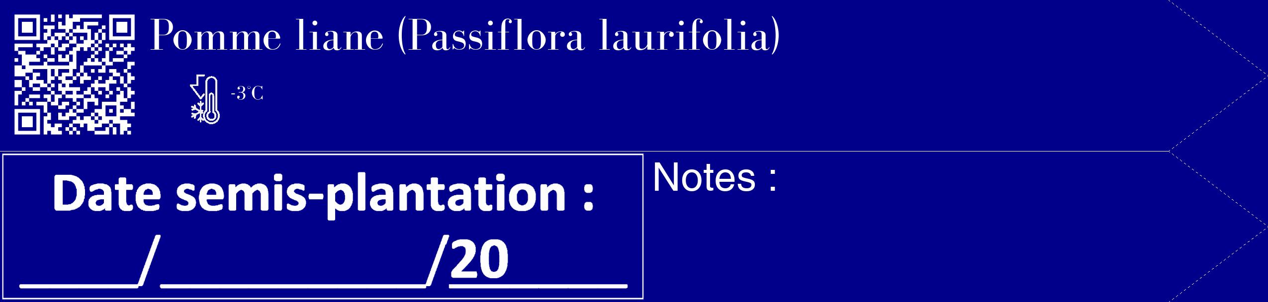 Étiquette de : Passiflora laurifolia - format c - style blanche7_simple_simplebod avec qrcode et comestibilité