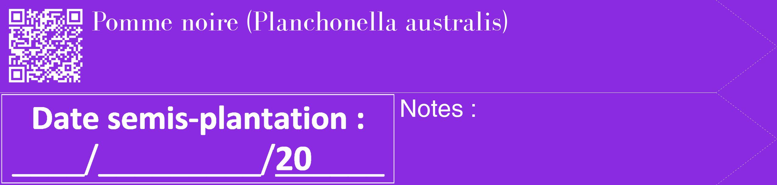 Étiquette de : Planchonella australis - format c - style blanche49_simple_simplebod avec qrcode et comestibilité