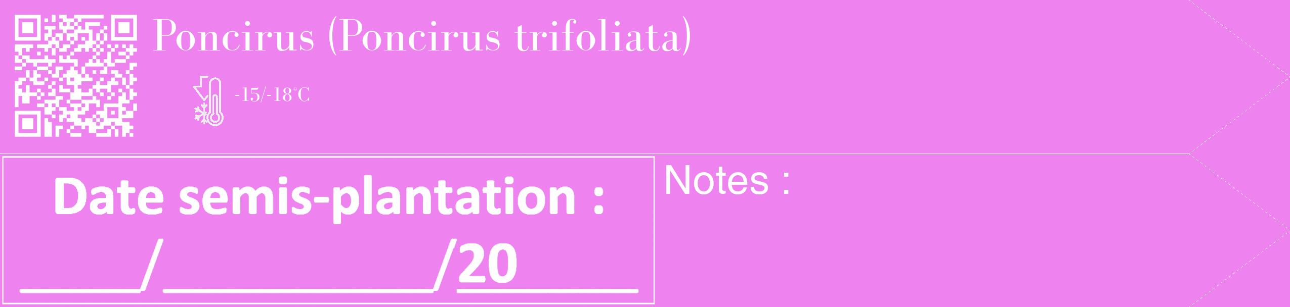 Étiquette de : Poncirus trifoliata - format c - style blanche53_simple_simplebod avec qrcode et comestibilité