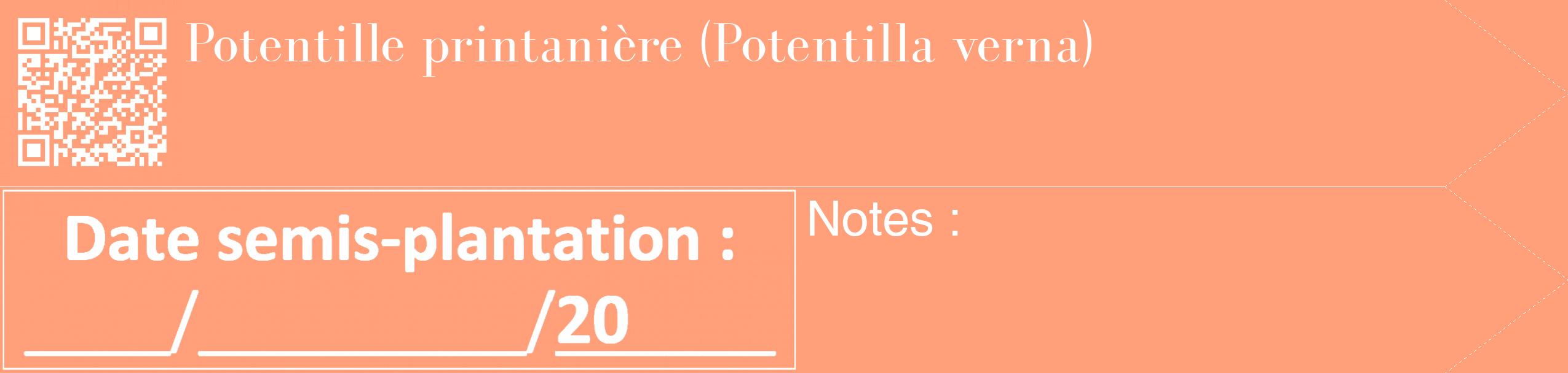 Étiquette de : Potentilla verna - format c - style blanche39_simple_simplebod avec qrcode et comestibilité