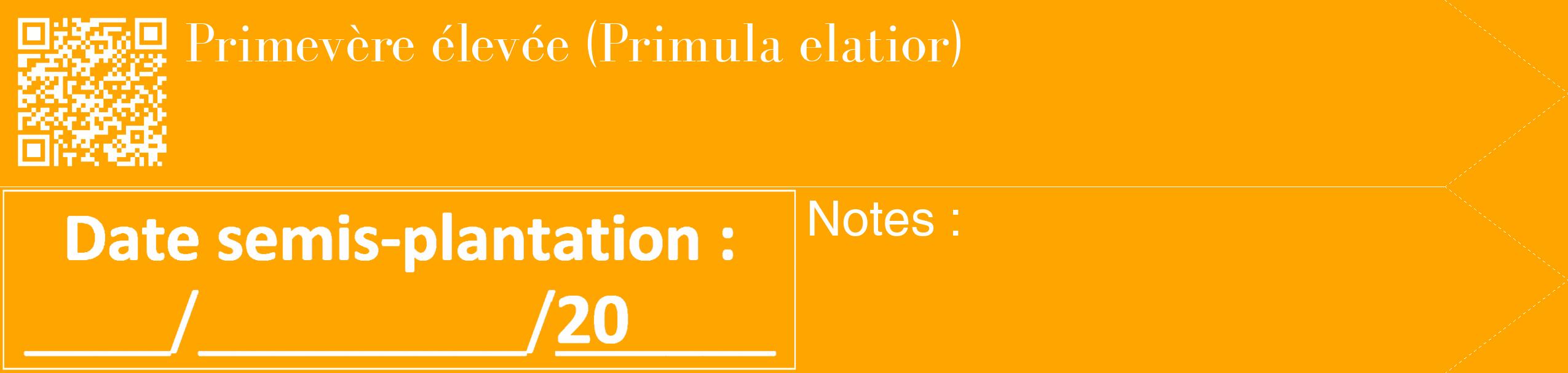 Étiquette de : Primula elatior - format c - style blanche22_simple_simplebod avec qrcode et comestibilité