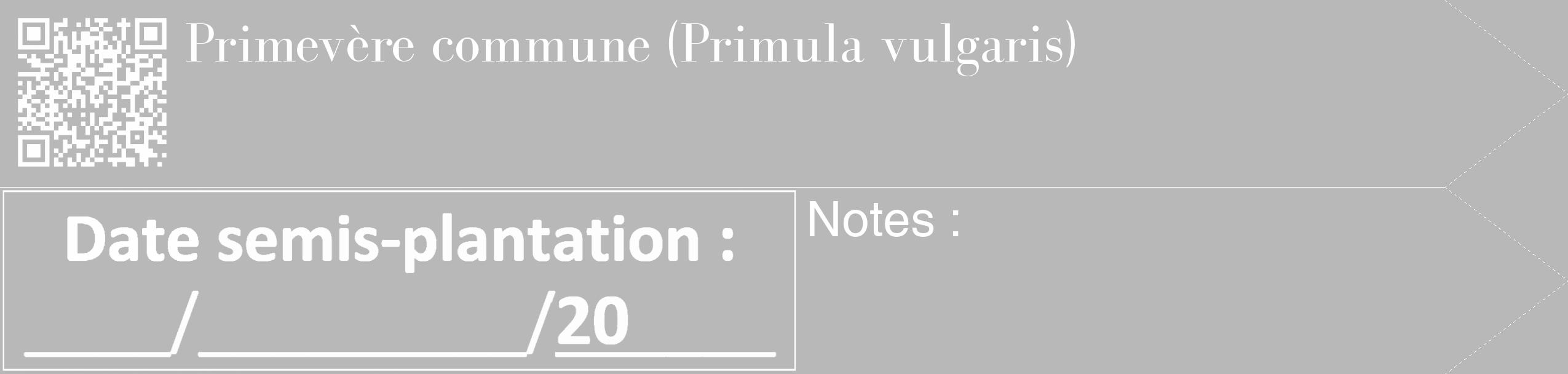 Étiquette de : Primula vulgaris - format c - style blanche39_simple_simplebod avec qrcode et comestibilité