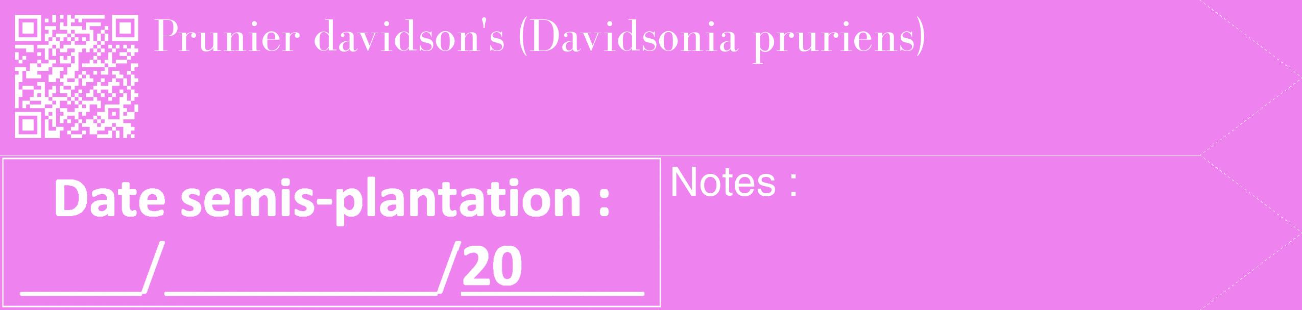 Étiquette de : Davidsonia pruriens - format c - style blanche53_simple_simplebod avec qrcode et comestibilité