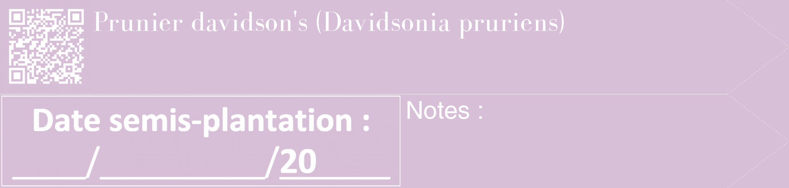 Étiquette de : Davidsonia pruriens - format c - style blanche54_simple_simplebod avec qrcode et comestibilité