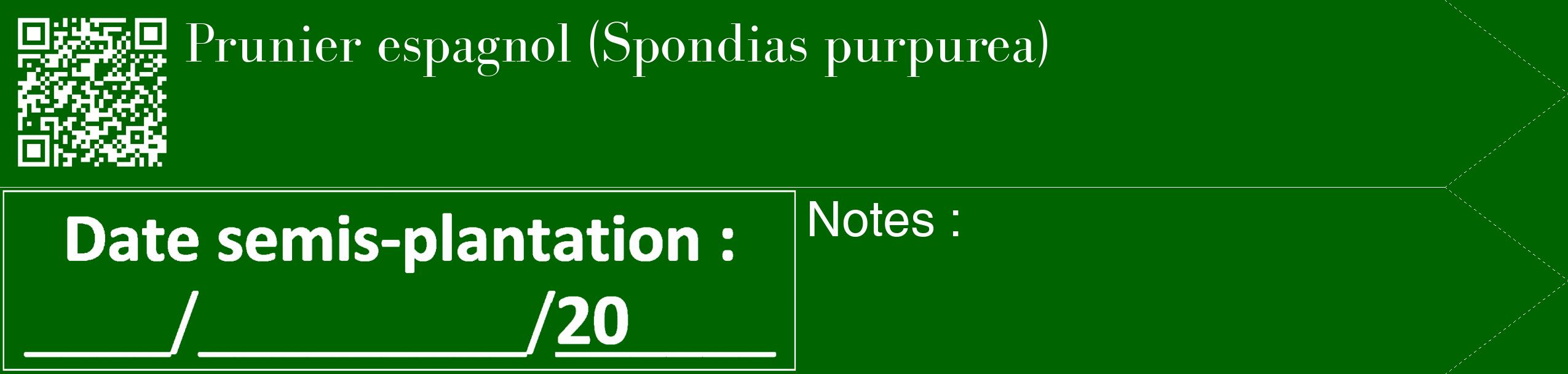 Étiquette de : Spondias purpurea - format c - style blanche8_simple_simplebod avec qrcode et comestibilité