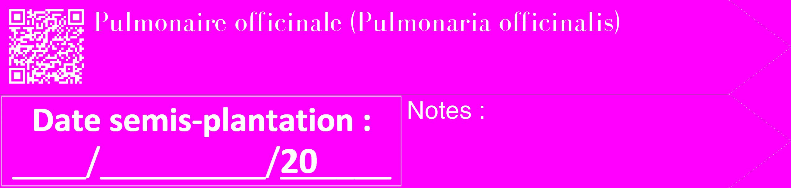 Étiquette de : Pulmonaria officinalis - format c - style blanche51_simple_simplebod avec qrcode et comestibilité