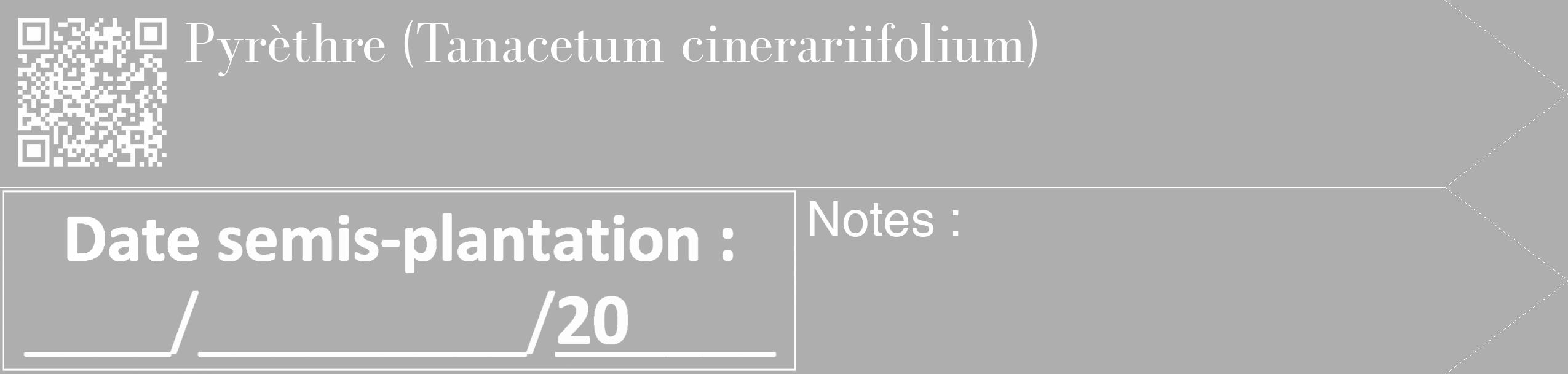 Étiquette de : Tanacetum cinerariifolium - format c - style blanche53_simple_simplebod avec qrcode et comestibilité