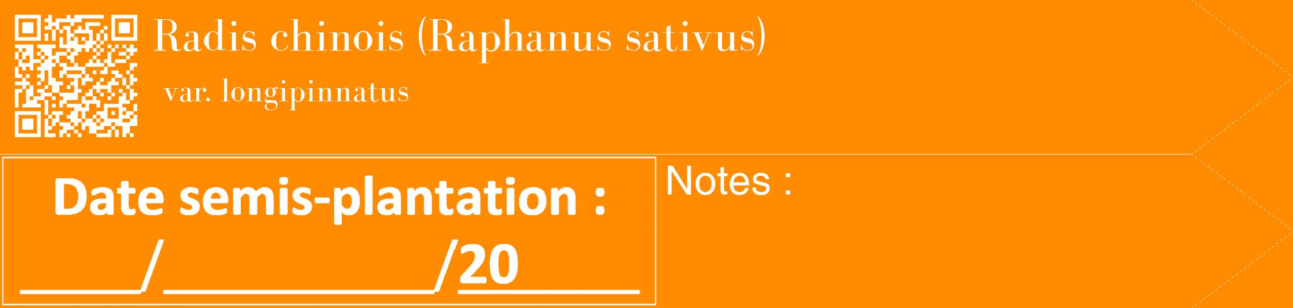 Étiquette de : Raphanus sativus var. longipinnatus - format c - style blanche23_simple_simplebod avec qrcode et comestibilité