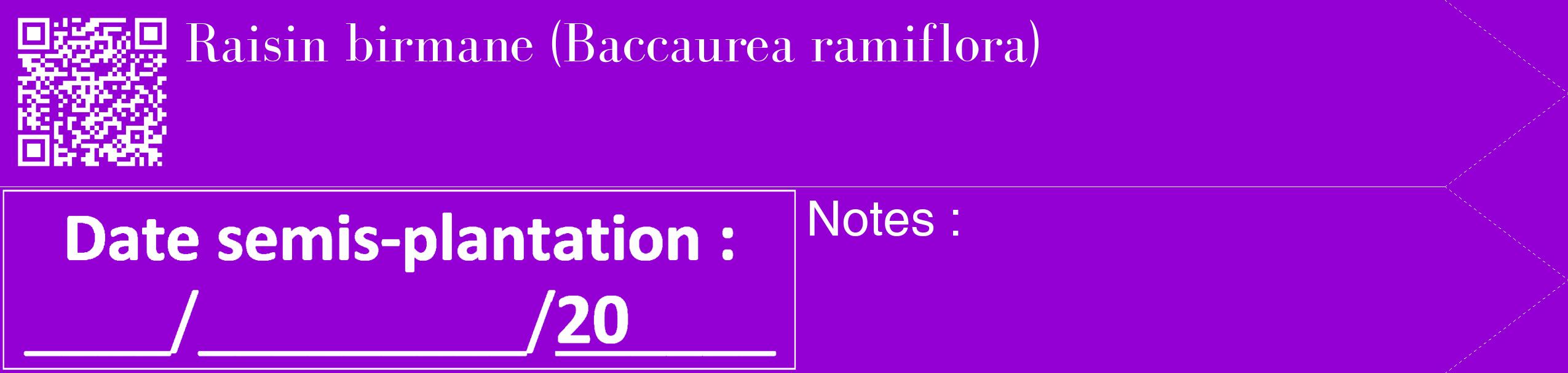 Étiquette de : Baccaurea ramiflora - format c - style blanche48_simple_simplebod avec qrcode et comestibilité