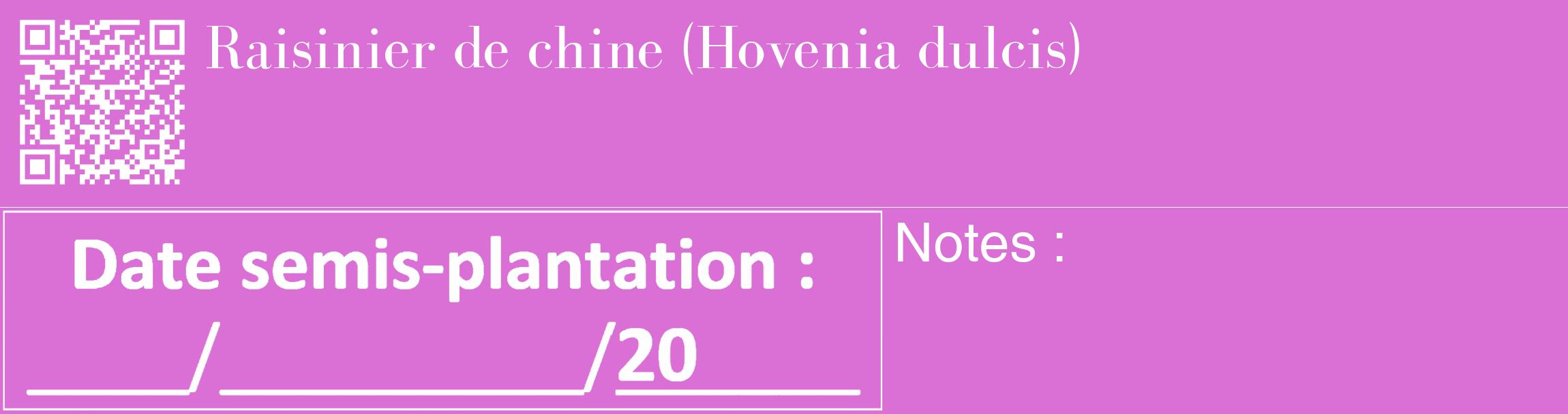 Étiquette de : Hovenia dulcis - format c - style blanche52_basique_basiquebod avec qrcode et comestibilité