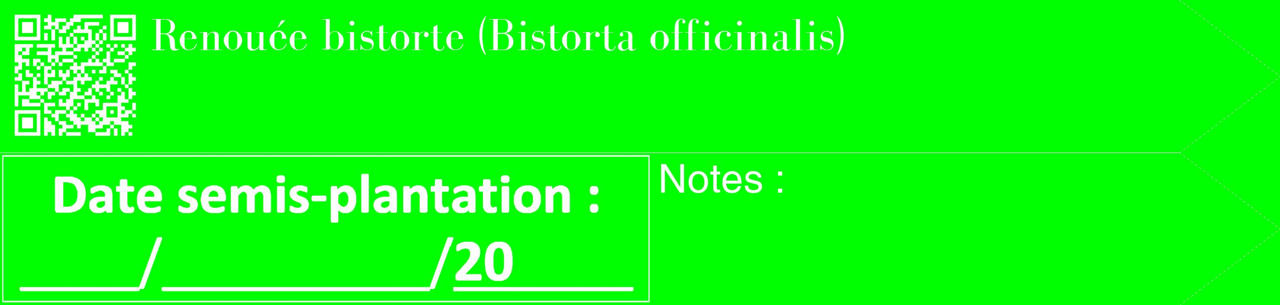 Étiquette de : Bistorta officinalis - format c - style blanche16_simple_simplebod avec qrcode et comestibilité