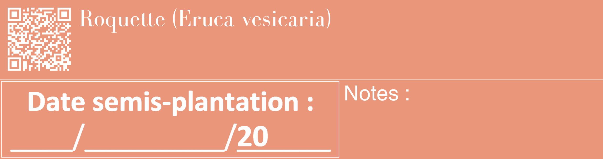 Étiquette de : Eruca vesicaria - format c - style blanche37_basique_basiquebod avec qrcode et comestibilité