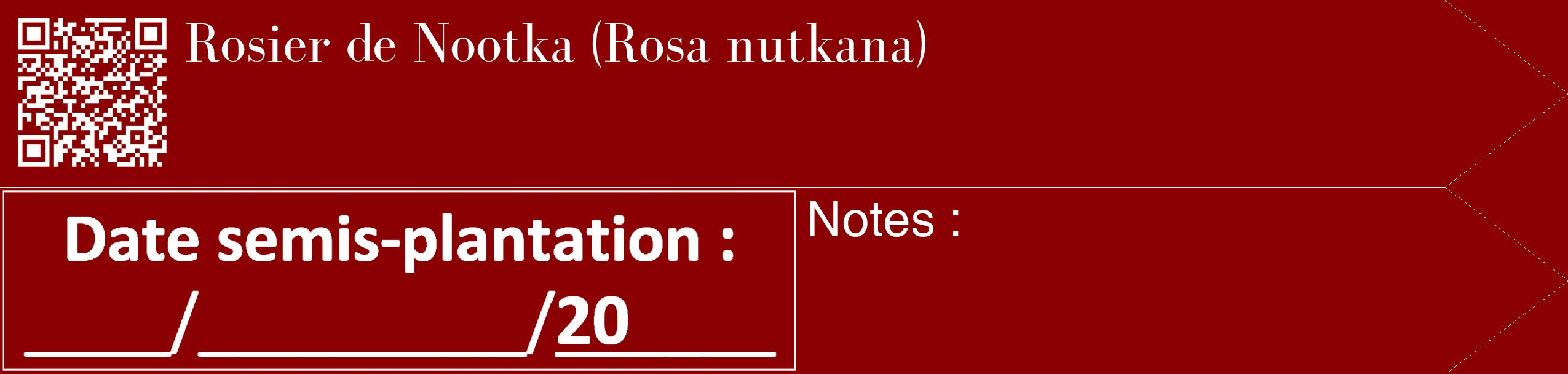 Étiquette de : Rosa nutkana - format c - style blanche34_simple_simplebod avec qrcode et comestibilité