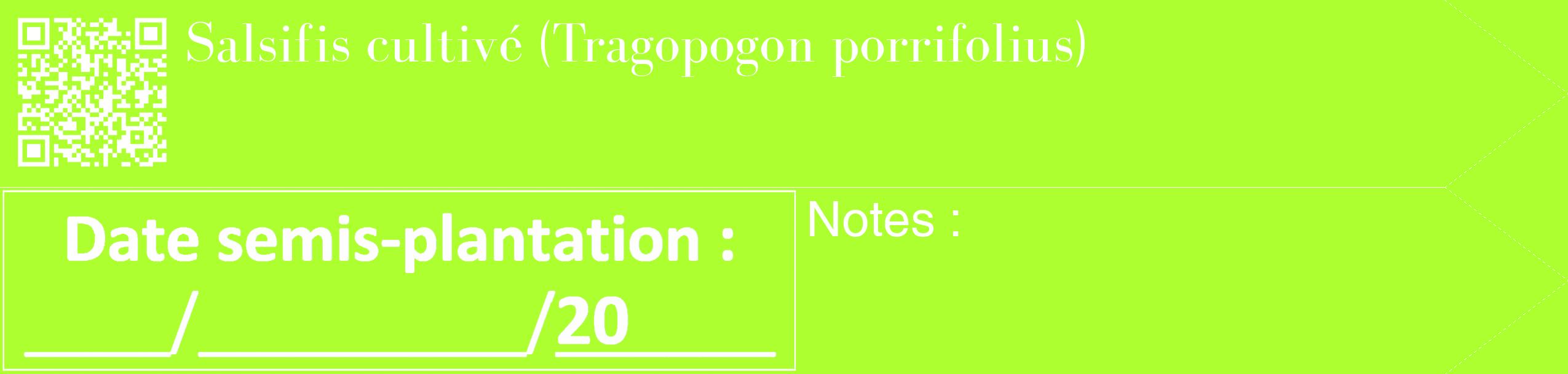 Étiquette de : Tragopogon porrifolius - format c - style blanche17_simple_simplebod avec qrcode et comestibilité