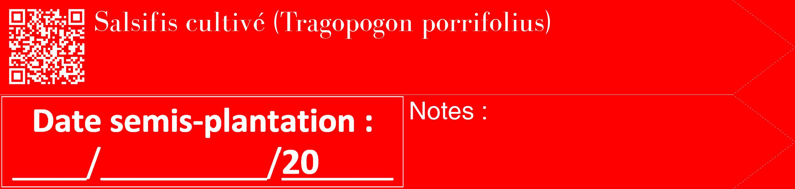 Étiquette de : Tragopogon porrifolius - format c - style blanche27_simple_simplebod avec qrcode et comestibilité