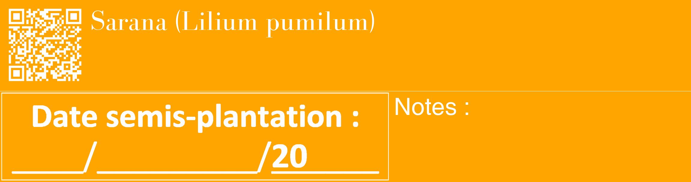 Étiquette de : Lilium pumilum - format c - style blanche22_basique_basiquebod avec qrcode et comestibilité