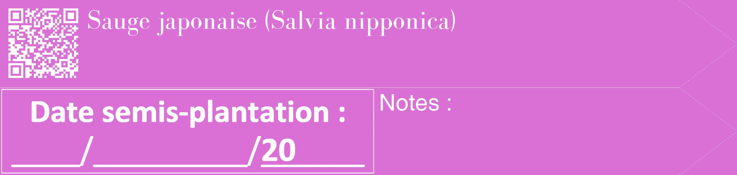 Étiquette de : Salvia nipponica - format c - style blanche52_simple_simplebod avec qrcode et comestibilité