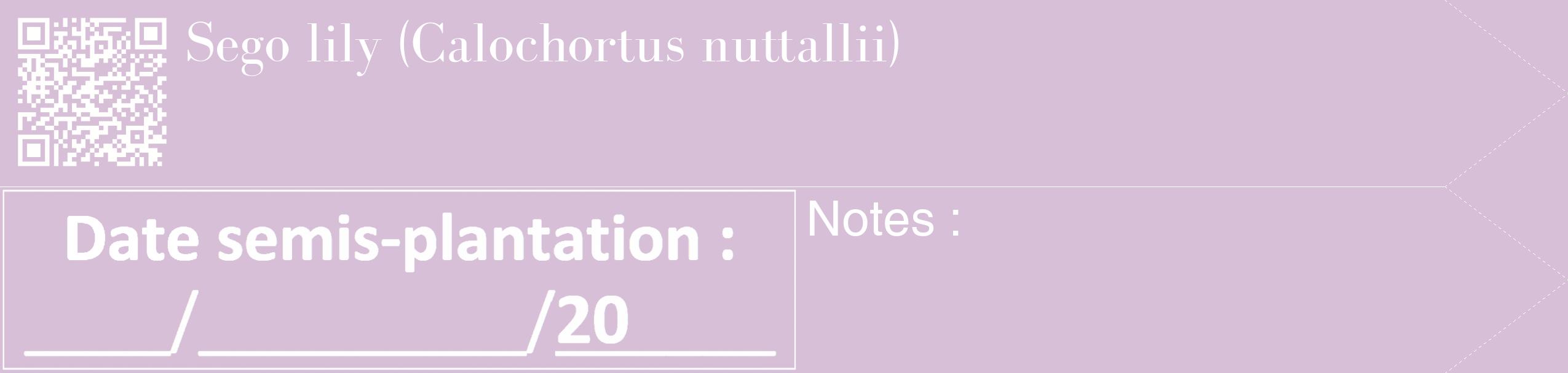 Étiquette de : Calochortus nuttallii - format c - style blanche54_simple_simplebod avec qrcode et comestibilité