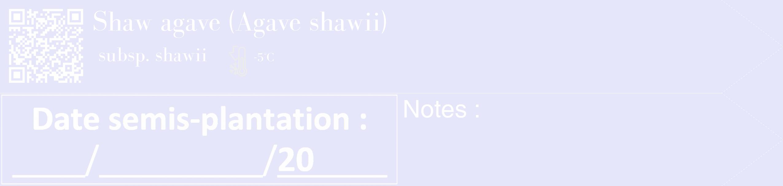 Étiquette de : Agave shawii subsp. shawii - format c - style blanche55_simple_simplebod avec qrcode et comestibilité