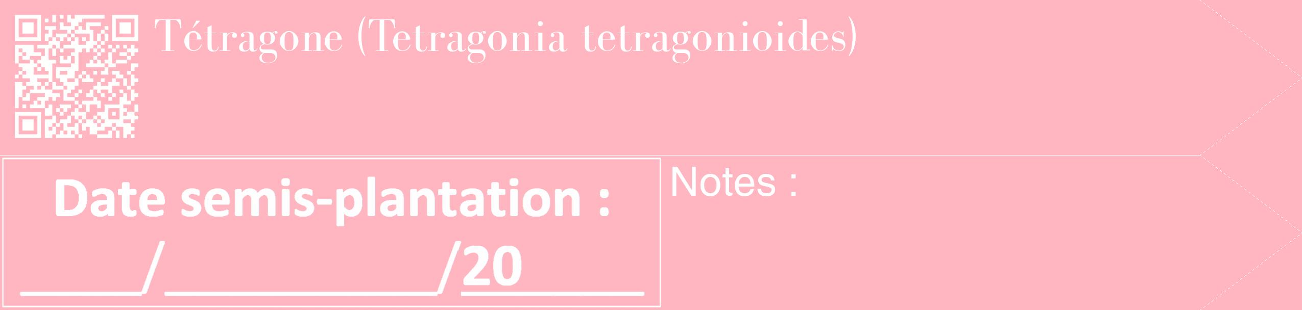 Étiquette de : Tetragonia tetragonioides - format c - style blanche41_simple_simplebod avec qrcode et comestibilité