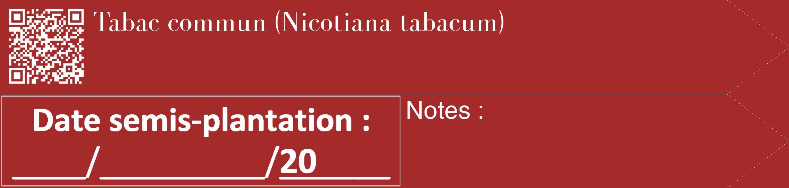 Étiquette de : Nicotiana tabacum - format c - style blanche33_simple_simplebod avec qrcode et comestibilité
