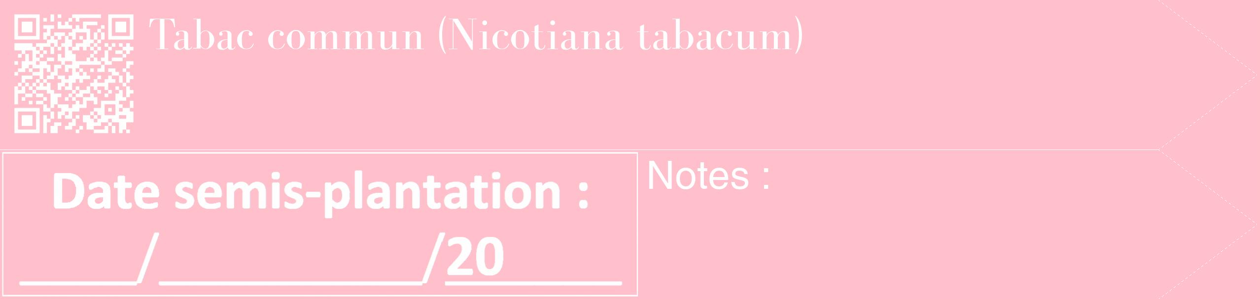 Étiquette de : Nicotiana tabacum - format c - style blanche40_simple_simplebod avec qrcode et comestibilité