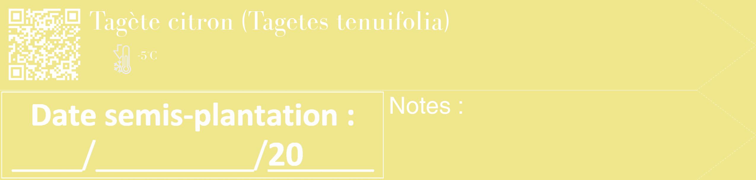 Étiquette de : Tagetes tenuifolia - format c - style blanche20_simple_simplebod avec qrcode et comestibilité