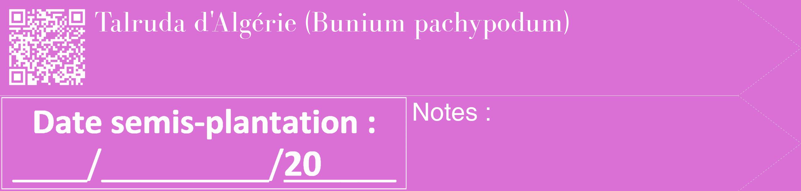 Étiquette de : Bunium pachypodum - format c - style blanche52_simple_simplebod avec qrcode et comestibilité