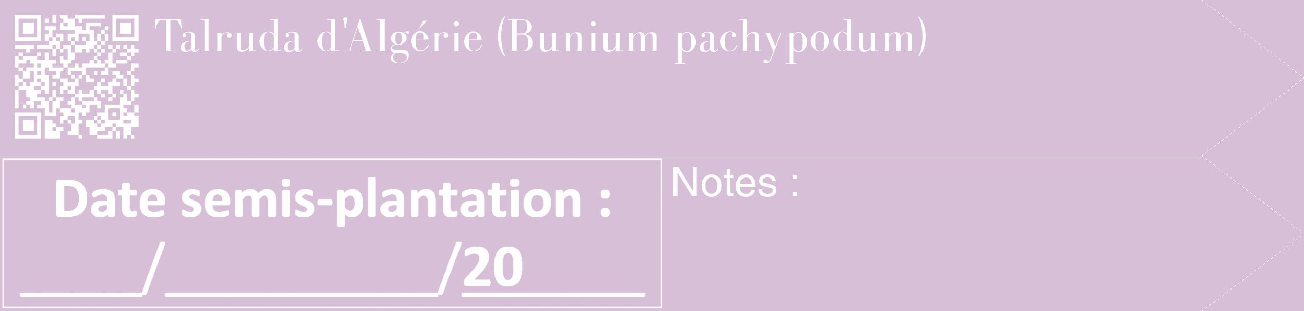 Étiquette de : Bunium pachypodum - format c - style blanche54_simple_simplebod avec qrcode et comestibilité