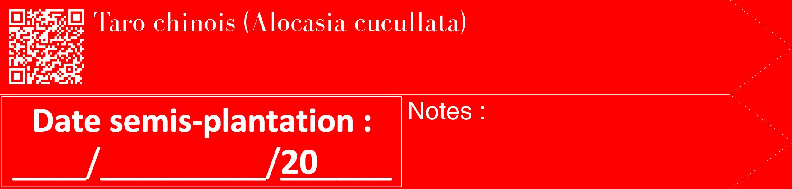 Étiquette de : Alocasia cucullata - format c - style blanche27_simple_simplebod avec qrcode et comestibilité