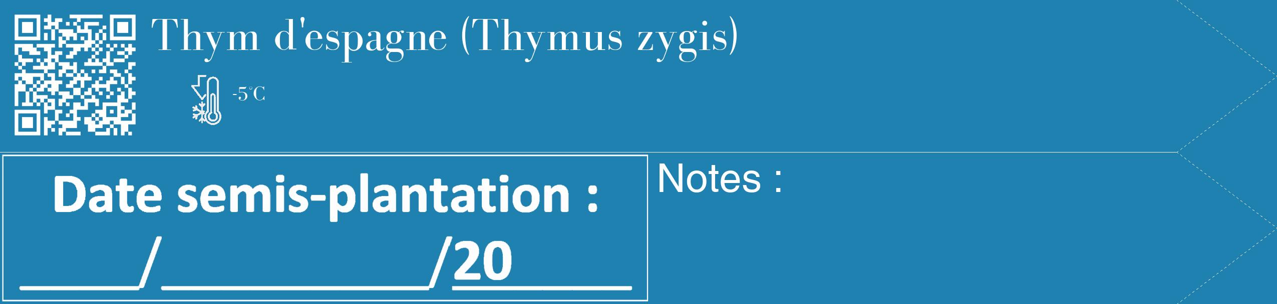 Étiquette de : Thymus zygis - format c - style blanche6_simple_simplebod avec qrcode et comestibilité