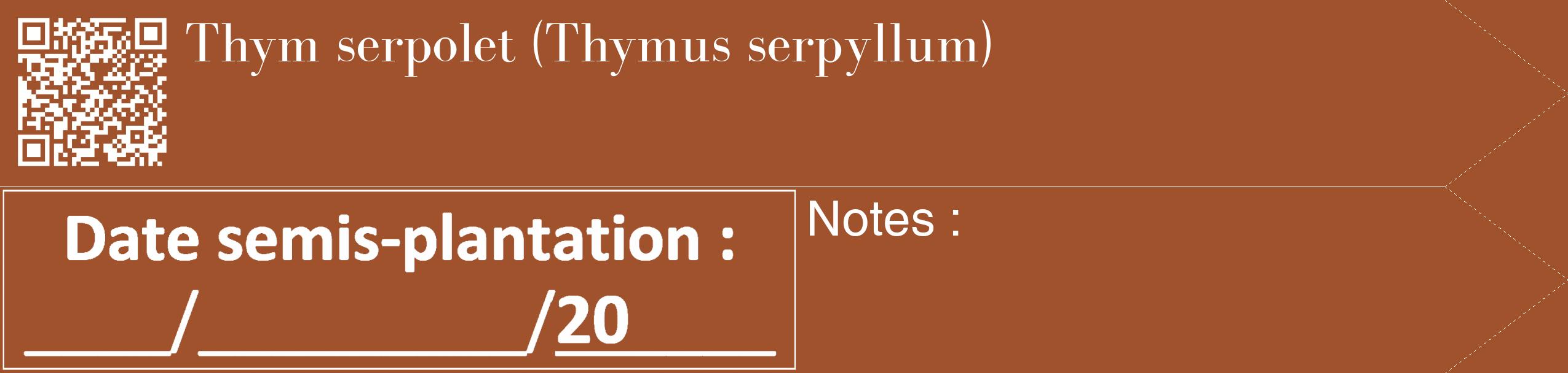Étiquette de : Thymus serpyllum - format c - style blanche32_simple_simplebod avec qrcode et comestibilité