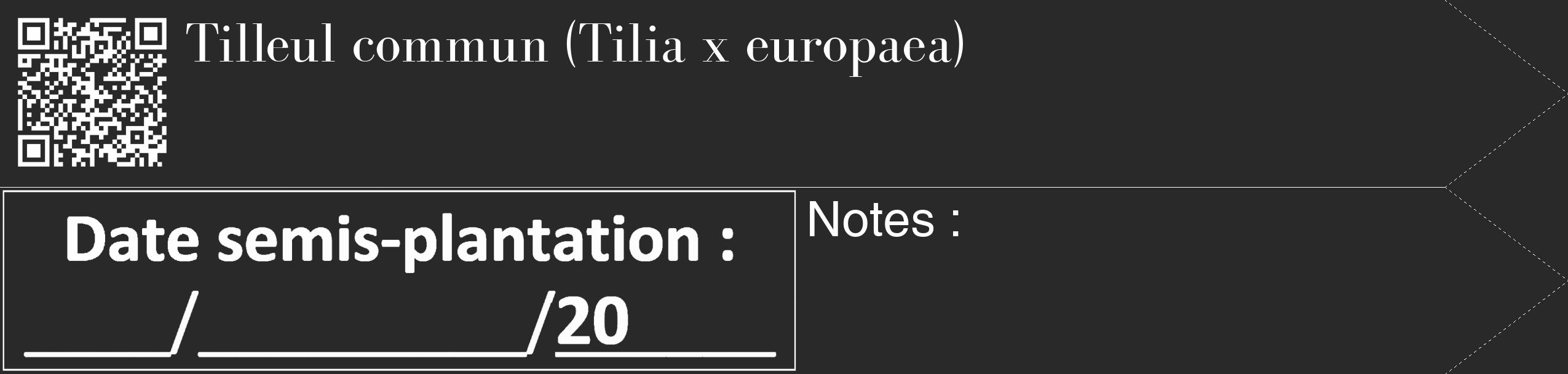 Étiquette de : Tilia x europaea - format c - style blanche34_simple_simplebod avec qrcode et comestibilité