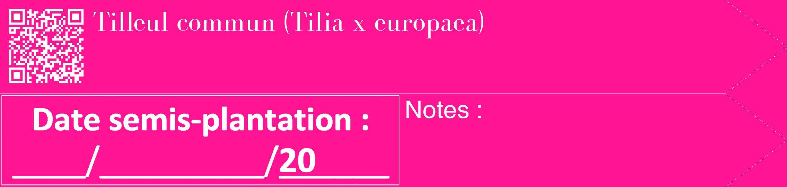 Étiquette de : Tilia x europaea - format c - style blanche43_simple_simplebod avec qrcode et comestibilité