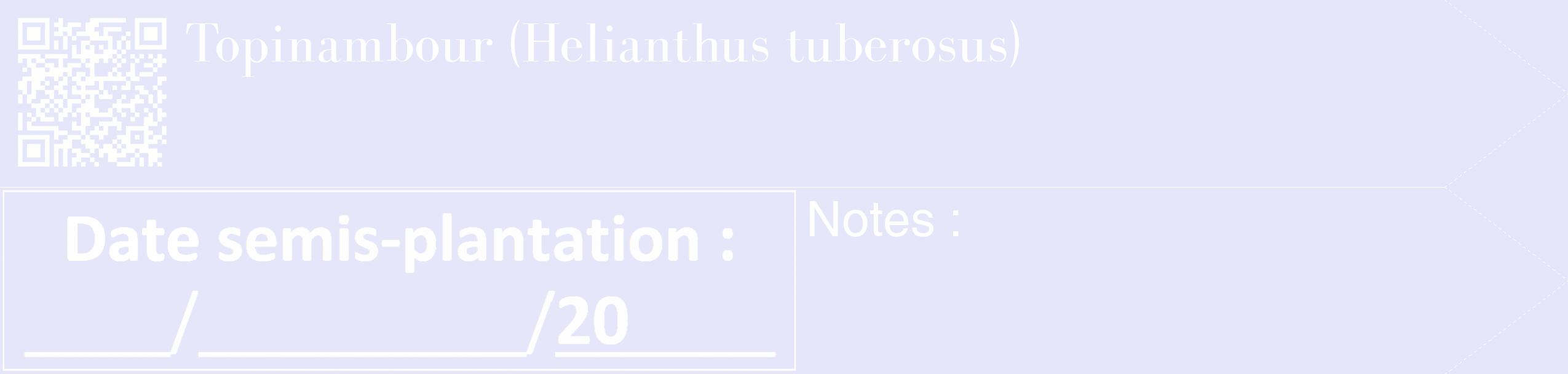 Étiquette de : Helianthus tuberosus - format c - style blanche55_simple_simplebod avec qrcode et comestibilité
