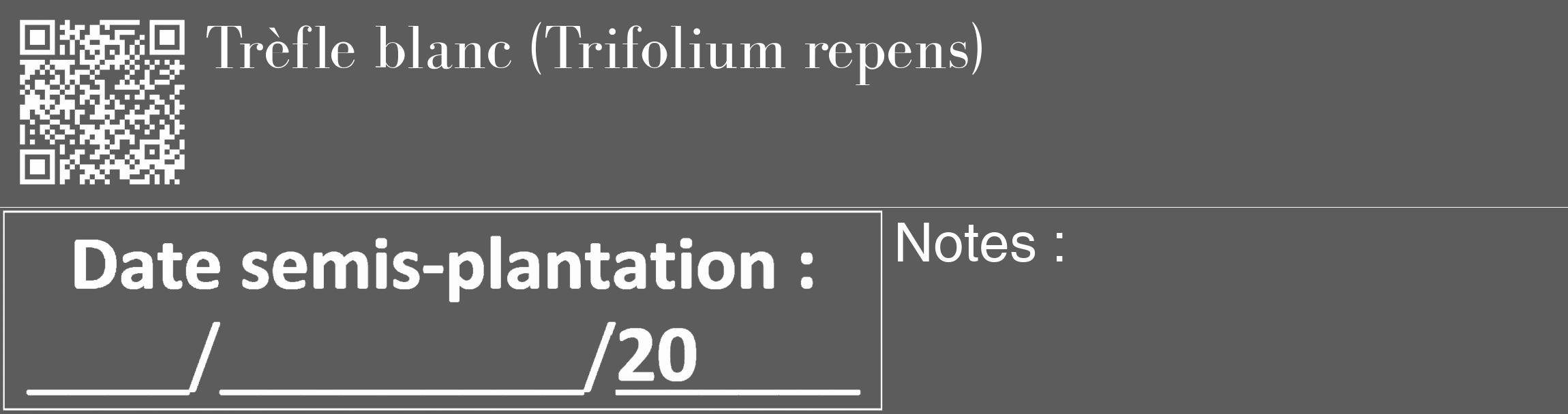 Étiquette de : Trifolium repens - format c - style blanche49_basique_basiquebod avec qrcode et comestibilité