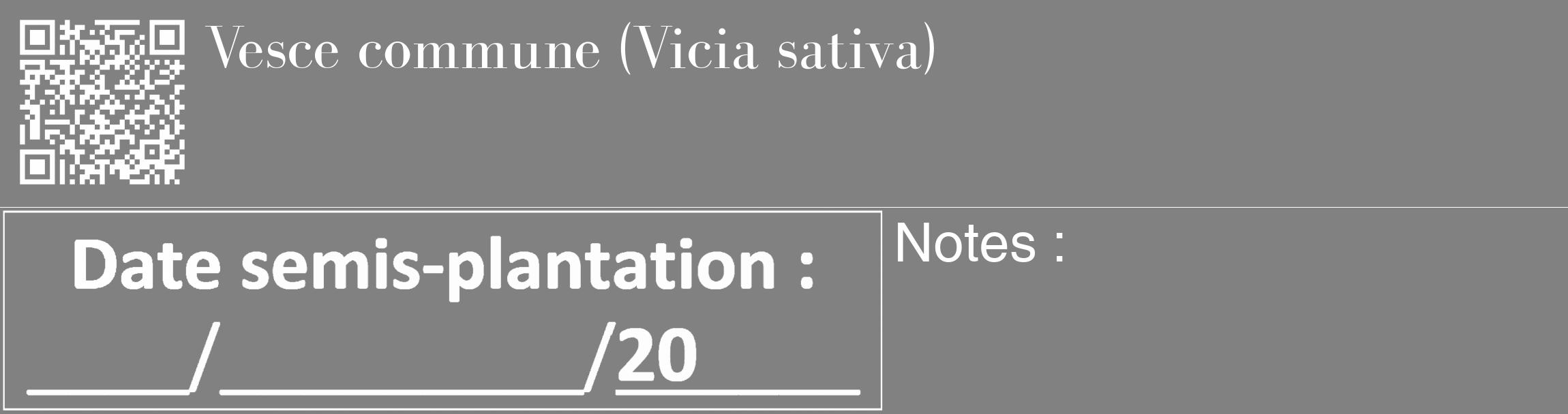 Étiquette de : Vicia sativa - format c - style blanche50_basique_basiquebod avec qrcode et comestibilité