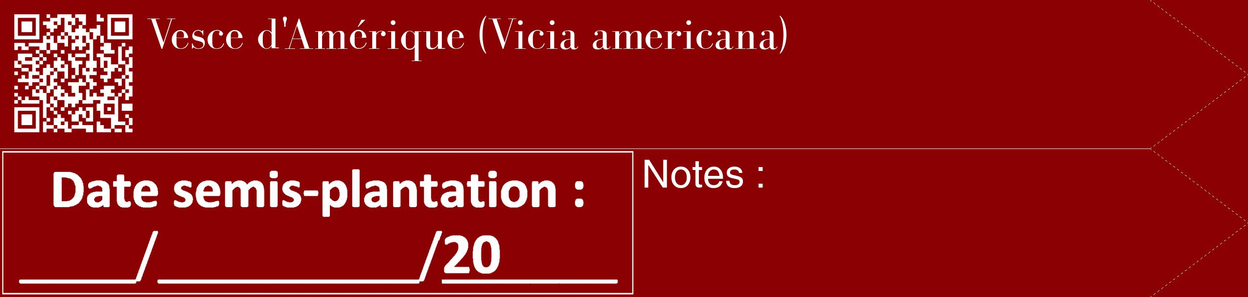 Étiquette de : Vicia americana - format c - style blanche34_simple_simplebod avec qrcode et comestibilité