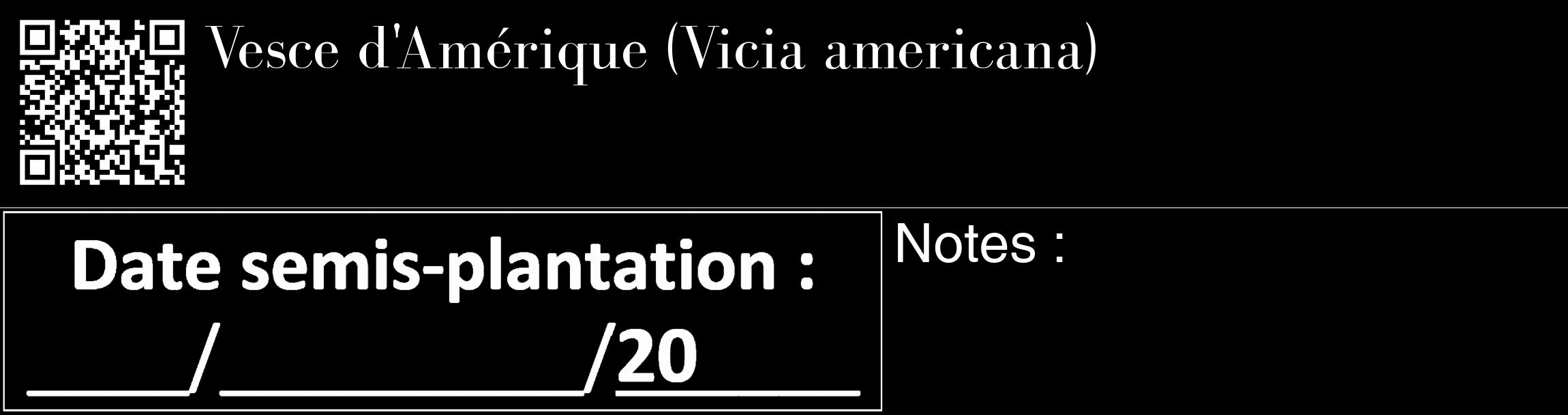 Étiquette de : Vicia americana - format c - style blanche59_basique_basiquebod avec qrcode et comestibilité