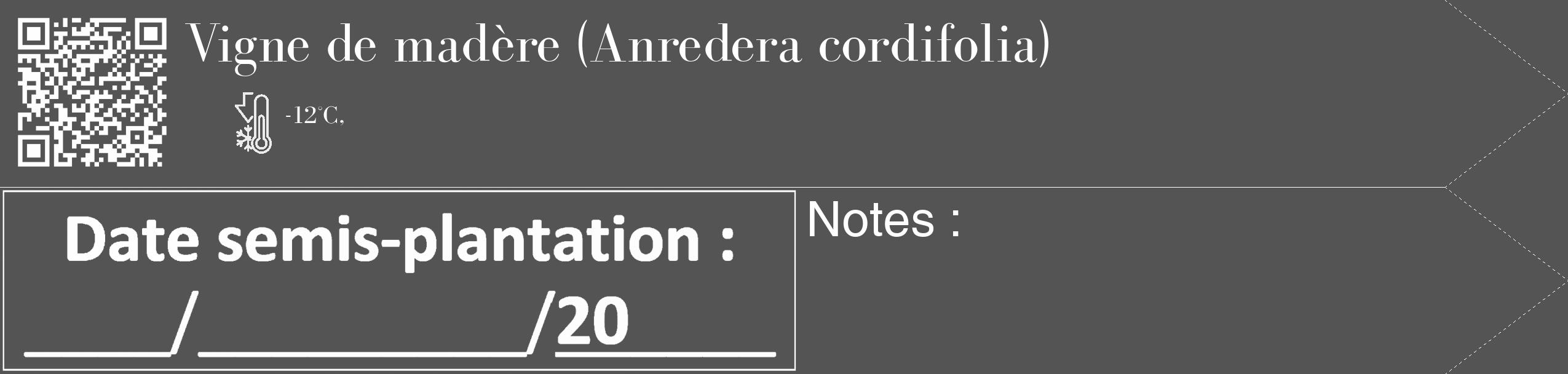 Étiquette de : Anredera cordifolia - format c - style blanche36_simple_simplebod avec qrcode et comestibilité