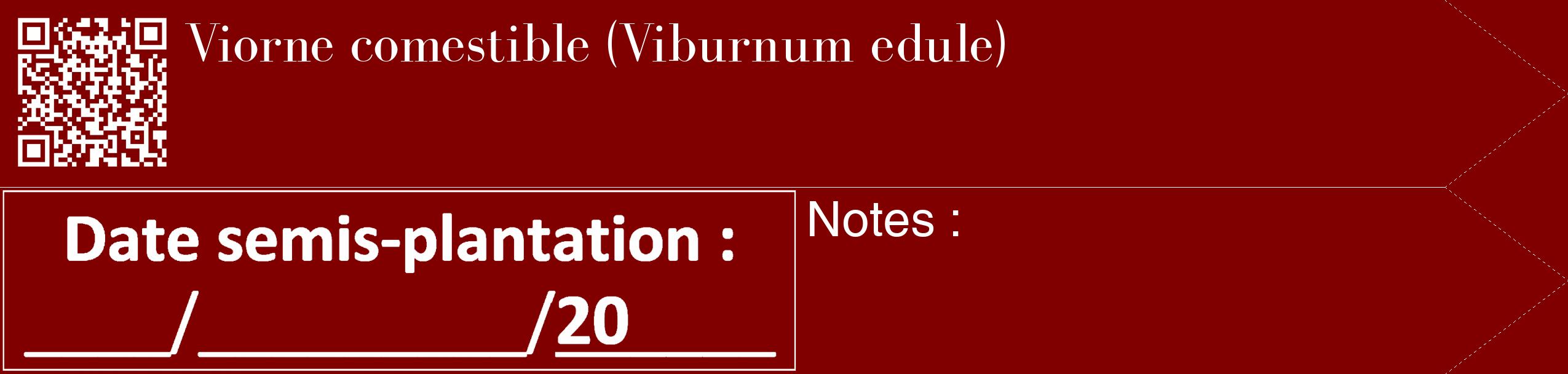 Étiquette de : Viburnum edule - format c - style blanche29_simple_simplebod avec qrcode et comestibilité