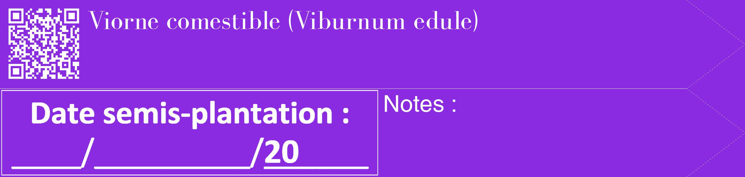 Étiquette de : Viburnum edule - format c - style blanche49_simple_simplebod avec qrcode et comestibilité