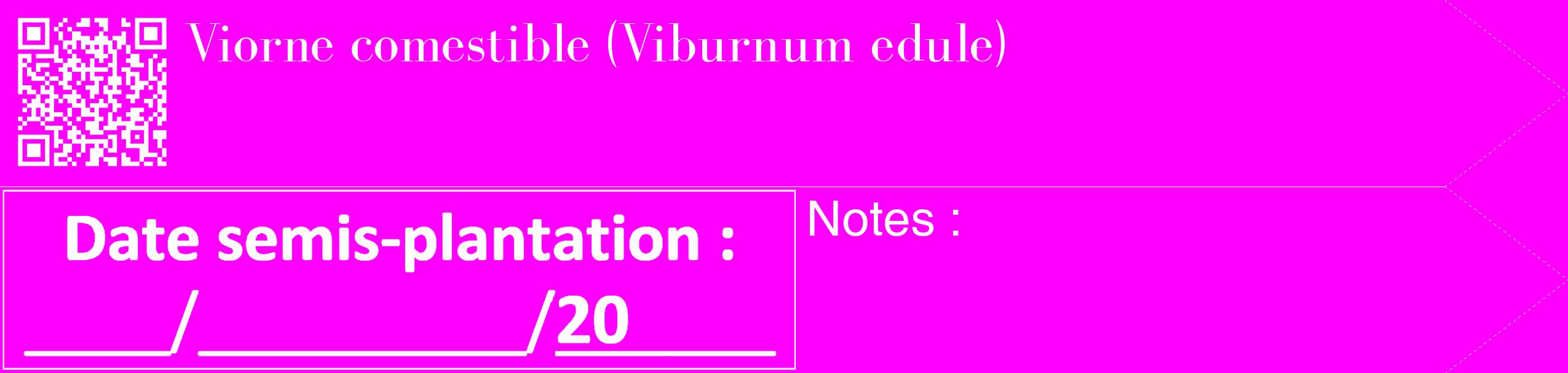 Étiquette de : Viburnum edule - format c - style blanche51_simple_simplebod avec qrcode et comestibilité
