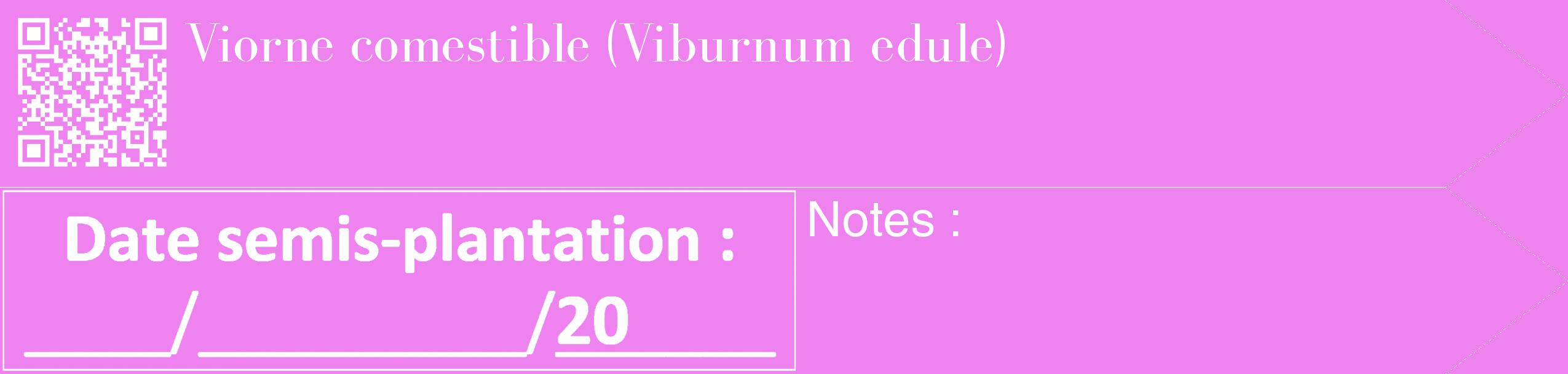 Étiquette de : Viburnum edule - format c - style blanche53_simple_simplebod avec qrcode et comestibilité