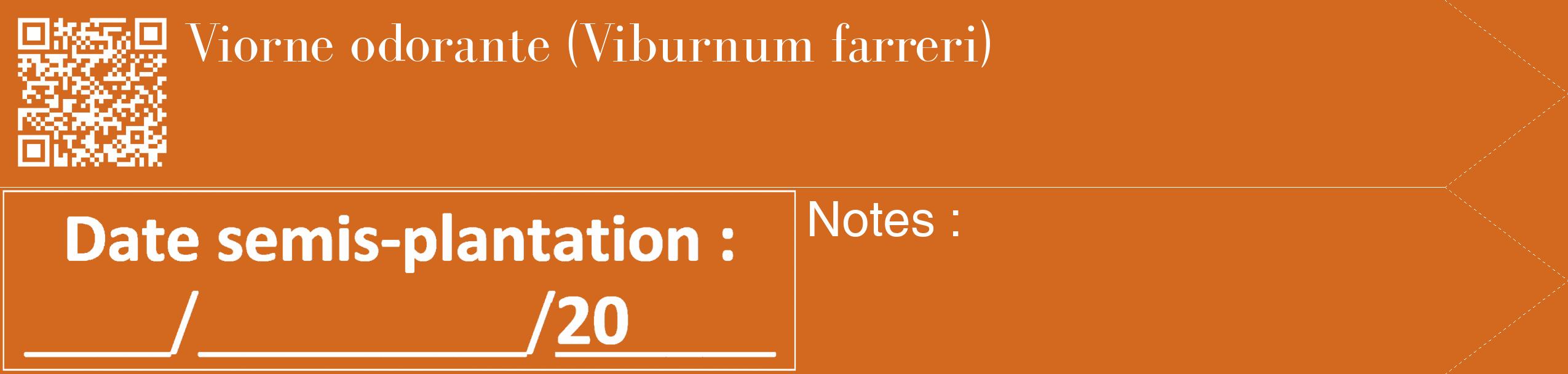 Étiquette de : Viburnum farreri - format c - style blanche31_simple_simplebod avec qrcode et comestibilité