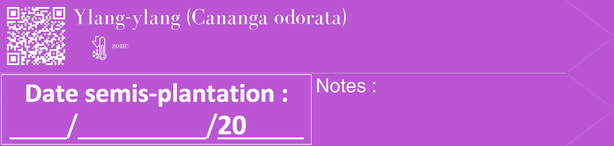Étiquette de : Cananga odorata - format c - style blanche50_simple_simplebod avec qrcode et comestibilité